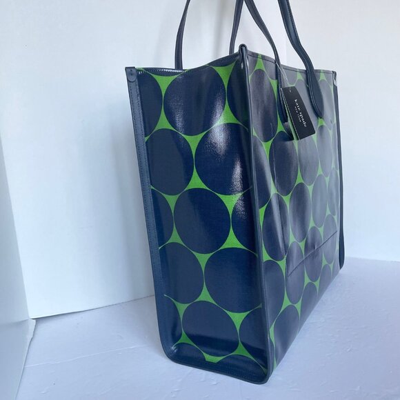 Kate Spade Gotham Extra Large Tote Joy Dot Canvas Blue Polka Dot Leather Trim - Picture 6 of 15